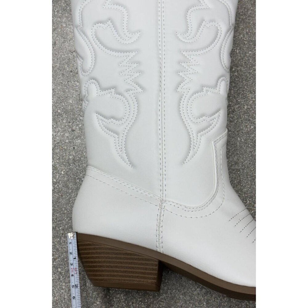 SODA / Reno / White / Embroidered / Western Cowboy Boots / With Low Block Heel - Picture 10 of 12
